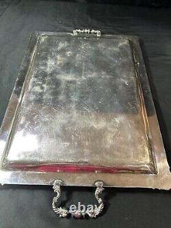 Vintage 3pc Silver Etched Plate Coffee/Tea Pots Embossed Tray Ornate Design