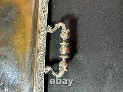 Vintage 3pc Silver Etched Plate Coffee/Tea Pots Embossed Tray Ornate Design