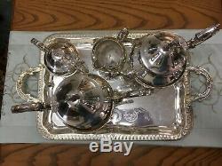 Vintage'40's Birmingham Silver Co Tea Set, 4pc Plus Tray