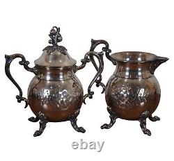 Vintage 4 Pc Sheridan Silver Plate Hand Chased Floral Tea Coffee Pitcher Set