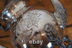 Vintage 4 Pc Sheridan Silver Plate Hand Chased Floral Tea Coffee Pitcher Set