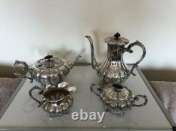 Vintage 4 Piece Highly Decorated Silver Plated Tea/coffee Service On 4 Feet P-6e