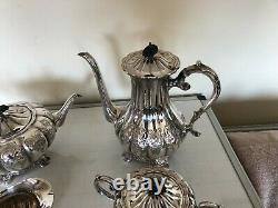 Vintage 4 Piece Highly Decorated Silver Plated Tea/coffee Service On 4 Feet P-6e