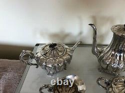 Vintage 4 Piece Highly Decorated Silver Plated Tea/coffee Service On 4 Feet P-6e