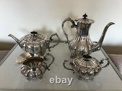 Vintage 4 Piece Highly Decorated Silver Plated Tea/coffee Service On 4 Feet P-6e