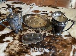 Vintage 4-Piece Silver Plate Tea Set