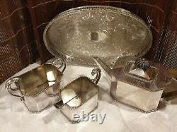 Vintage 4 Piece Tea Service, Harrowby/ Sheffield Plate, Silver on Copper