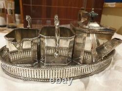 Vintage 4 Piece Tea Service, Harrowby/ Sheffield Plate, Silver on Copper