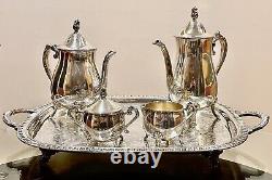 Vintage 5 Piece Coffee and Tea Service Set Leonard Silver Plate