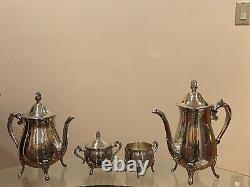 Vintage 5 Piece Coffee and Tea Service Set Leonard Silver Plate