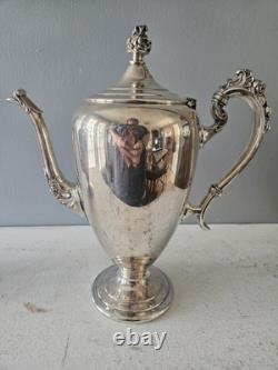 Vintage 5 Piece Silverplate Coffee Tea Set and Large Serving Tray