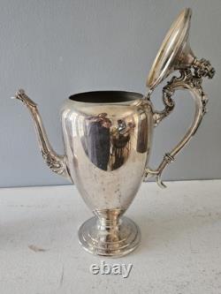 Vintage 5 Piece Silverplate Coffee Tea Set and Large Serving Tray