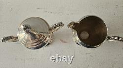 Vintage 5 Piece Silverplate Coffee Tea Set and Large Serving Tray