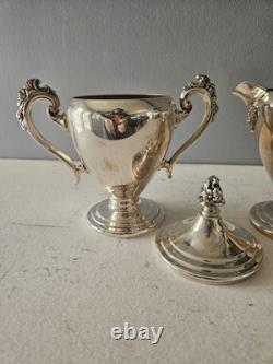 Vintage 5 Piece Silverplate Coffee Tea Set and Large Serving Tray