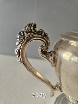 Vintage 5 Piece Silverplate Coffee Tea Set and Large Serving Tray