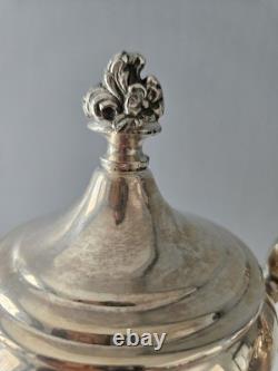 Vintage 5 Piece Silverplate Coffee Tea Set and Large Serving Tray