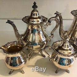 Vintage 5 Piece Wallace Baroque Silver Plated Tea Set