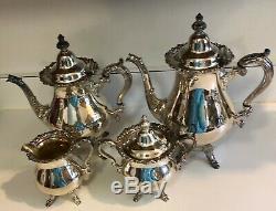 Vintage 5 Piece Wallace Baroque Silver Plated Tea Set