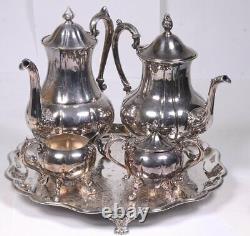 Vintage 5pc SHERIDAN Silver-plate COFFEE & TEA SET with Creamer, Sugar & Tray