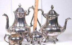 Vintage 5pc SHERIDAN Silver-plate COFFEE & TEA SET with Creamer, Sugar & Tray