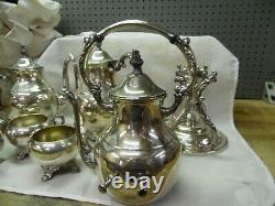 Vintage 6 piece FB ROGERS Silver Plate Tea & Coffee Serving Set / Hot Water Pot