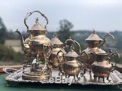 Vintage 7 Piece Birmingham Silver Co. Silver On Copper Tea/coffee Set