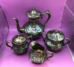 Vintage American 4 Piece Victor Silver Co. Tea Service Quadruple Plate