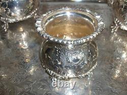 Vintage Amston Fine Silver Plate 7 Pc Coffee Tea Service 2045 Raised Design RARE