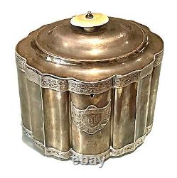 Vintage Antique Monogrammed Silver Edg'd Plate Tea Caddy Flatware Box Container