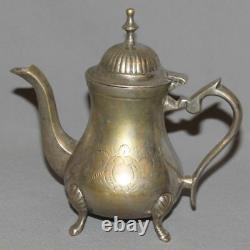 Vintage Arabic Islamic Engraved Epns Set 4 Goblets & Tea Coffe Pot Pitcher Jug