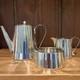 Vintage Art Deco Mcm Silver Plated European Geometric 3 Piece Coffee / Tea Set