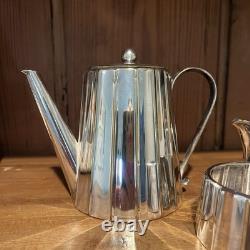 Vintage Art Deco MCM Silver Plated European Geometric 3 Piece Coffee / Tea Set