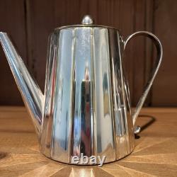 Vintage Art Deco MCM Silver Plated European Geometric 3 Piece Coffee / Tea Set