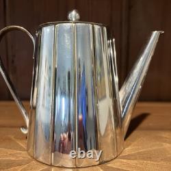 Vintage Art Deco MCM Silver Plated European Geometric 3 Piece Coffee / Tea Set