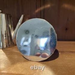 Vintage Art Deco MCM Silver Plated European Geometric 3 Piece Coffee / Tea Set