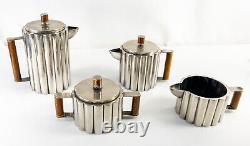 Vintage Art Deco MMA Reproduction Silverplate Tea Coffee Set after Ilonka Karasz