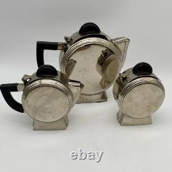 Vintage Art Deco Silverplate Tea Pot Creamer & Sugar
