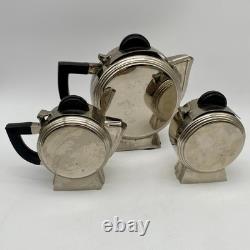 Vintage Art Deco Silverplate Tea Pot Creamer & Sugar