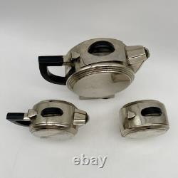 Vintage Art Deco Silverplate Tea Pot Creamer & Sugar