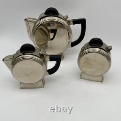 Vintage Art Deco Silverplate Tea Pot Creamer & Sugar