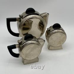 Vintage Art Deco Silverplate Tea Pot Creamer & Sugar