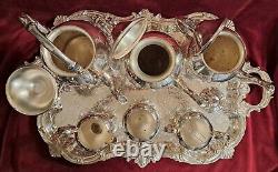 Vintage-BSG-Birmingham Silver Co-7 Piece-Silver On Copper-Coffee/Tea Service