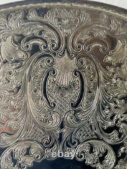 Vintage Barker Ellis Ornate Lattice Work Round Silver Plate Tea/Drinks Tray