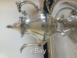 Vintage Baroque by Wallace Silver Plate Coffee and Tea Set with Large #294 Tray