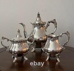 Vintage Baroque by Wallace Silver Plated 3 Pcs Tea Set #281 #283 #284