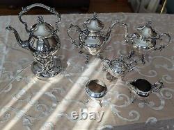 Vintage Birmingham Silver Co 6 Piece Tea Set with Grape Vines in Victorian style