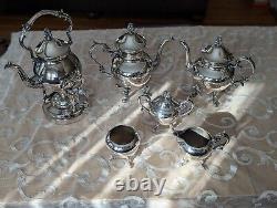 Vintage Birmingham Silver Co 6 Piece Tea Set with Grape Vines in Victorian style