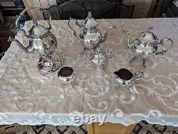 Vintage Birmingham Silver Co 6 Piece Tea Set with Grape Vines in Victorian style