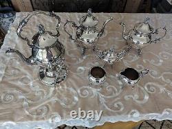 Vintage Birmingham Silver Co 6 Piece Tea Set with Grape Vines in Victorian style