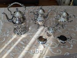 Vintage Birmingham Silver Co 6 Piece Tea Set with Grape Vines in Victorian style